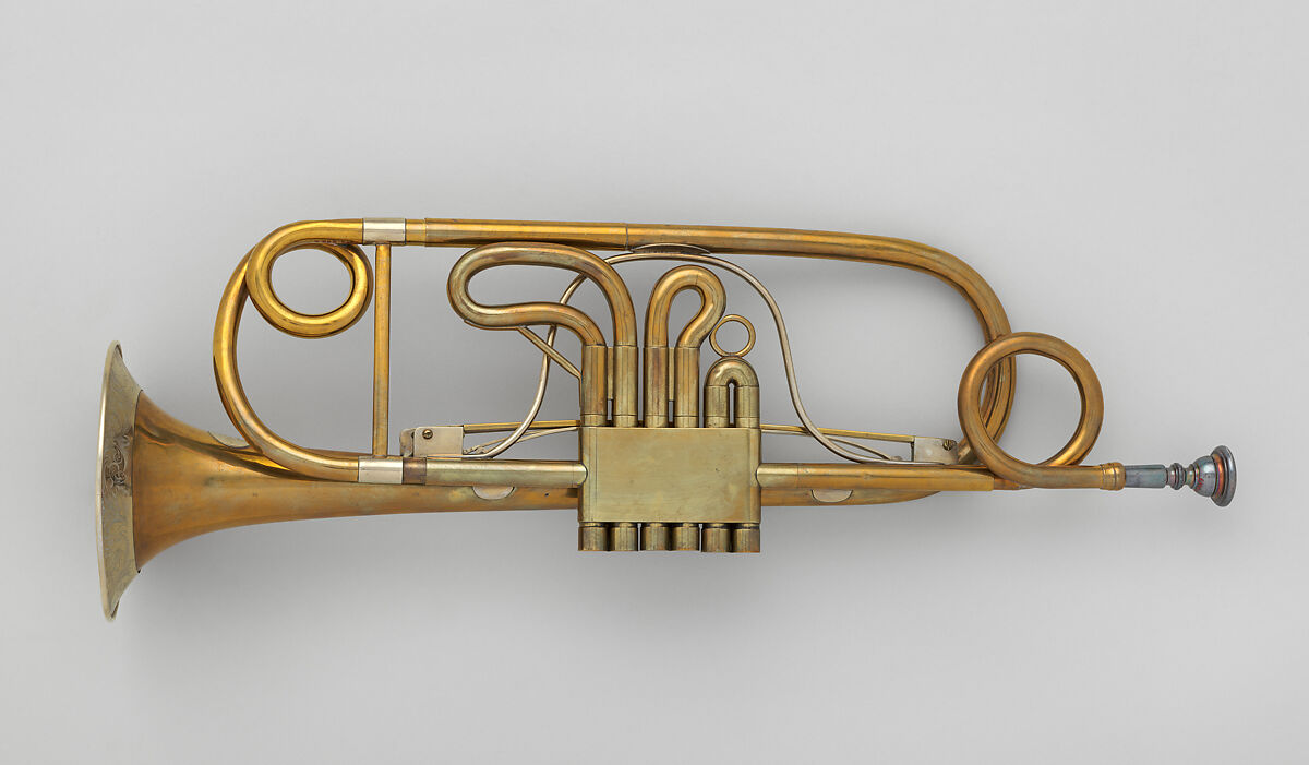 Valve Trumpet, Elbridge G. Wright (Ashby, Massachusetts 1811–1871 Boston, Massachusetts), Brass, nickel-silver, American 