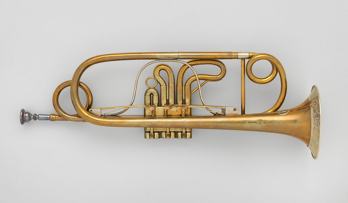 Valve Trumpet, Elbridge G. Wright (Ashby, Massachusetts 1811–1871 Boston, Massachusetts), Brass, nickel-silver, American