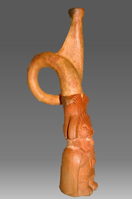 Trumpet, Earthenware, Moche