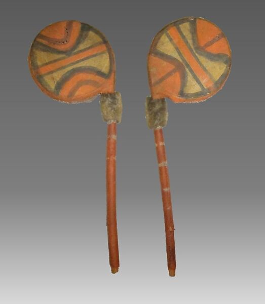 Disc Rattle, Plains Indians (United States), Cane, hide, Native American (Sioux, probably)