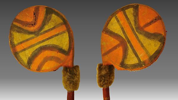 Disc Rattle, Plains Indians (United States), Cane, hide, Native American (Sioux, probably)