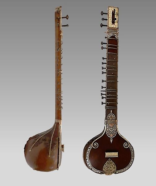 Sitar, Unknown  , India, Wood, gourd, ivory, metal, Indian 