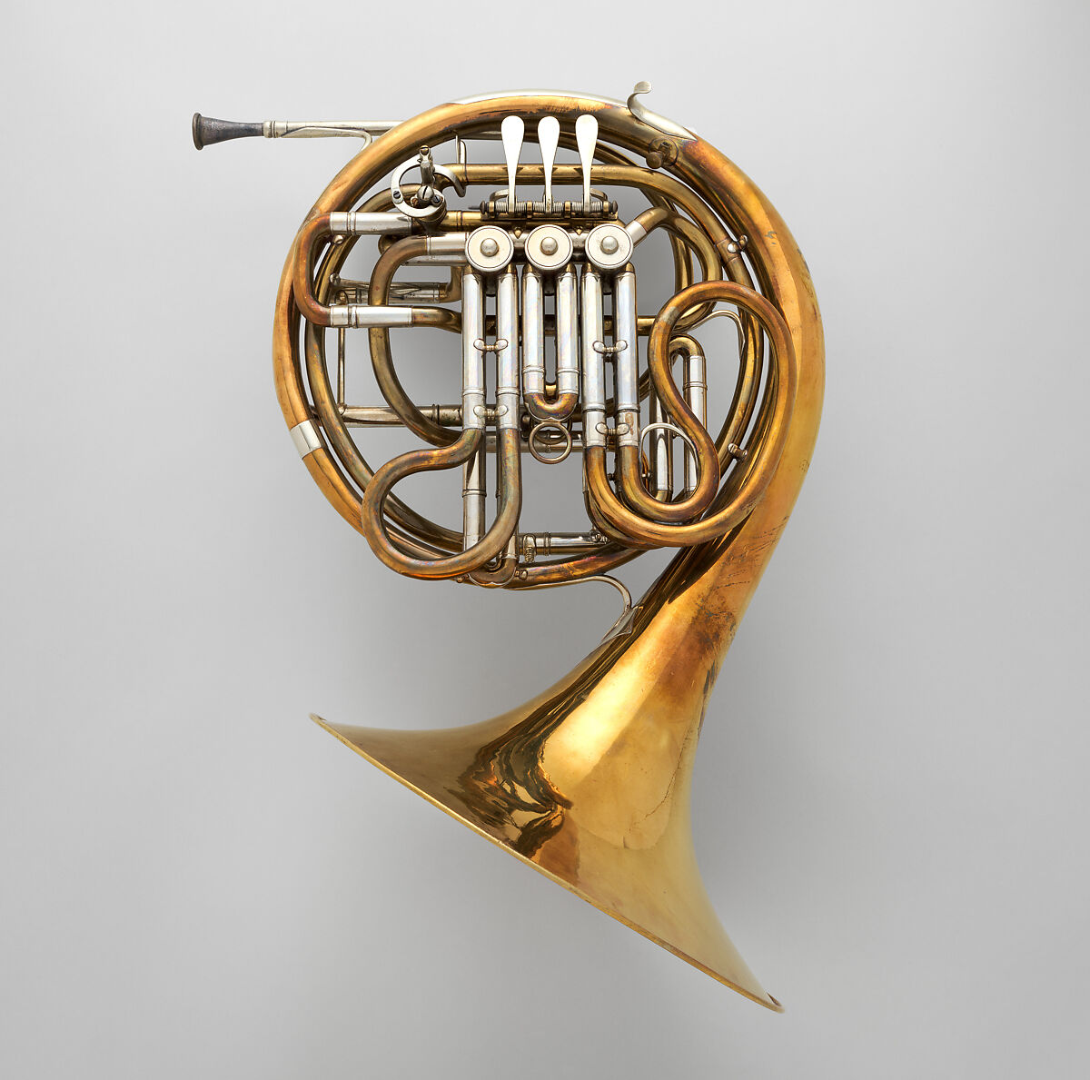 Double Horn in F / B-flat, Eduard Kruspe (German, Erfurt 1831–1919 Erfurt), Brass, nickel-silver, German 