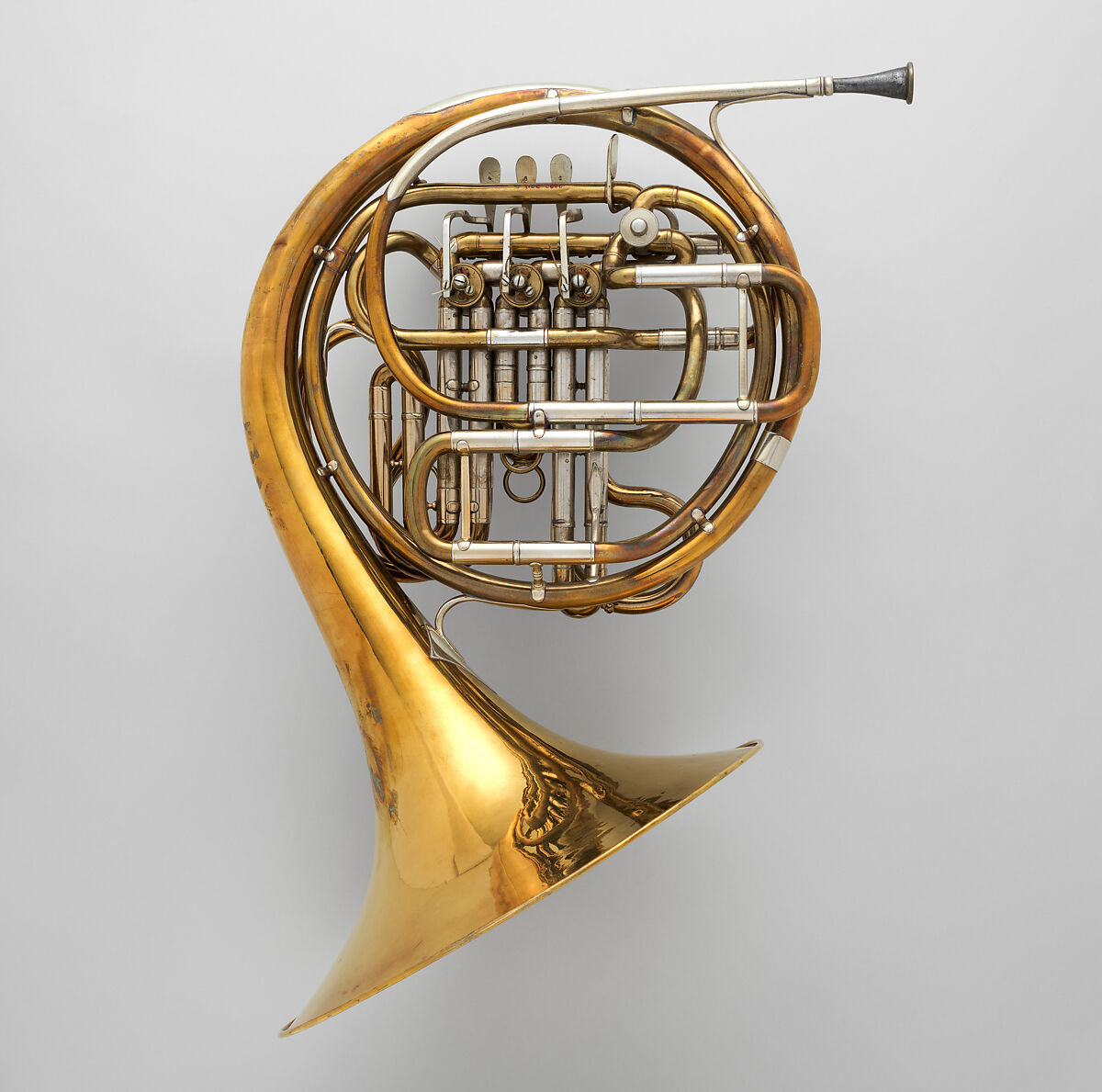 Double Horn in F / B-flat, Eduard Kruspe (German, Erfurt 1831–1919 Erfurt), Brass, nickel-silver, German