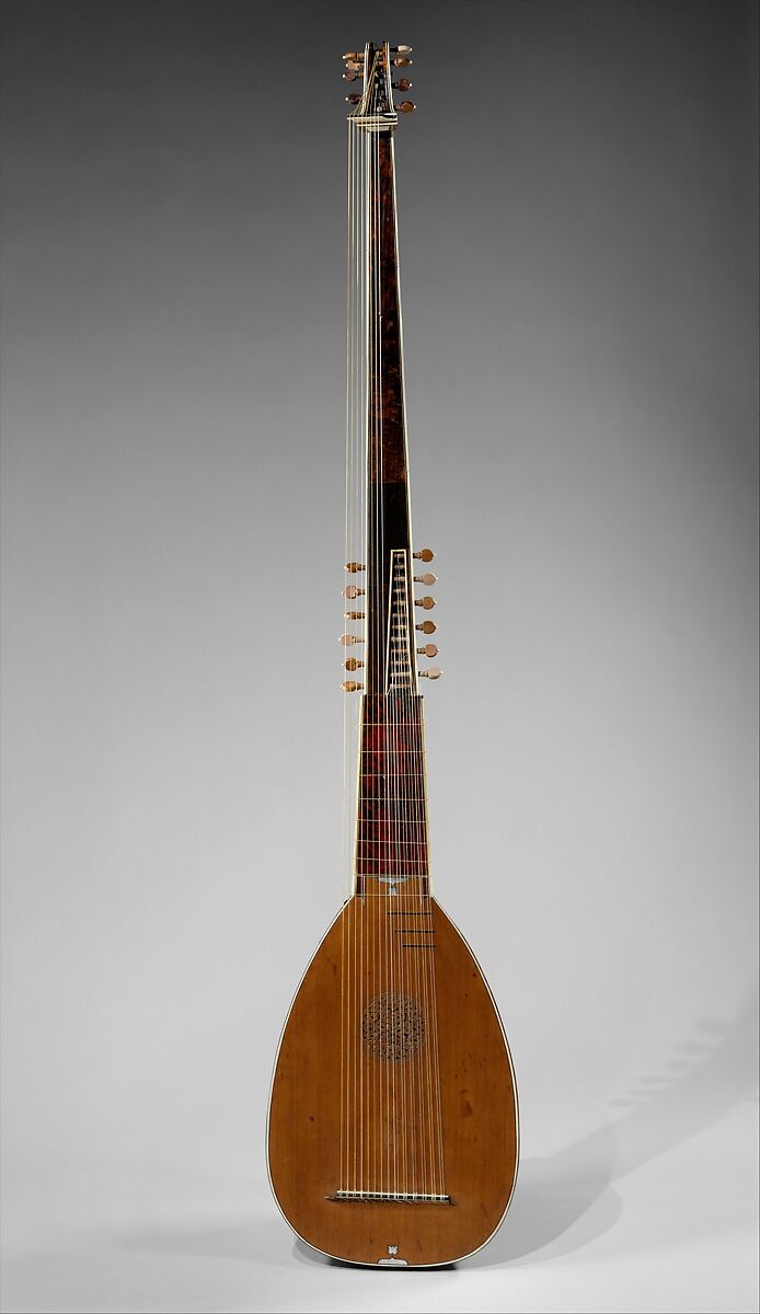 Archlute, David Tecchler (Austrian, Salzburg 1666–1747 Rome), Spruce, ebony, ivory, tortoiseshell, mother-of-pearl, Italian
