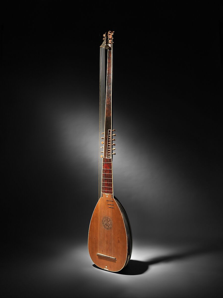 Archlute, David Tecchler  Austrian, active Italy, Spruce, ebony, ivory, tortoiseshell, mother-of-pearl, Italian