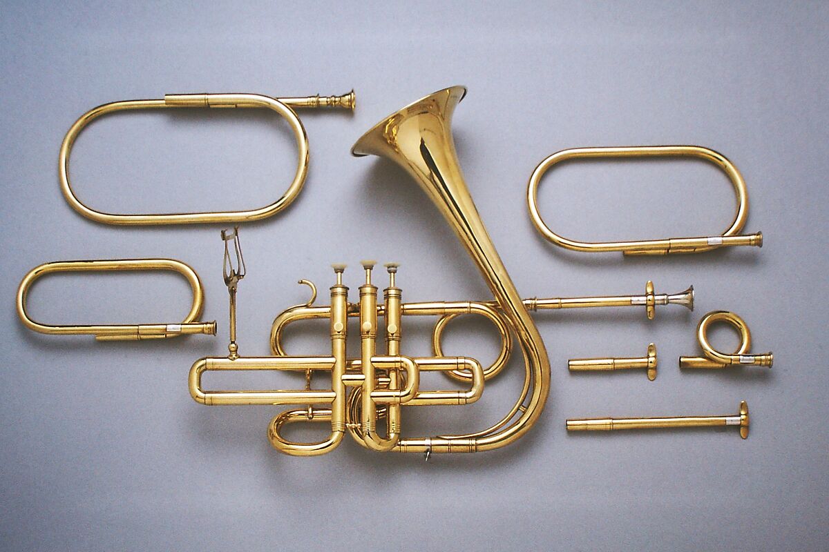 Cornet a Pistons in B-flat, Auguste Raoux (French, Paris 1795–1871), Brass, nickel-silver, mother-of-pearl, French 
