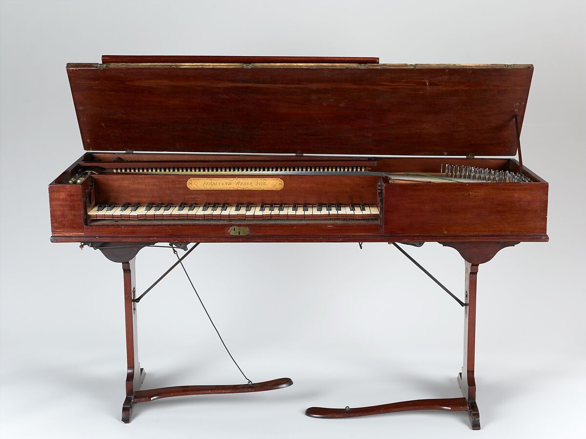 Square Piano, Ferdinand Weber (German, Borstendorf, Saxony 1715–1784 Dublin), Mahogany, iron, brass, ivory, ebony, various materials., Irish 