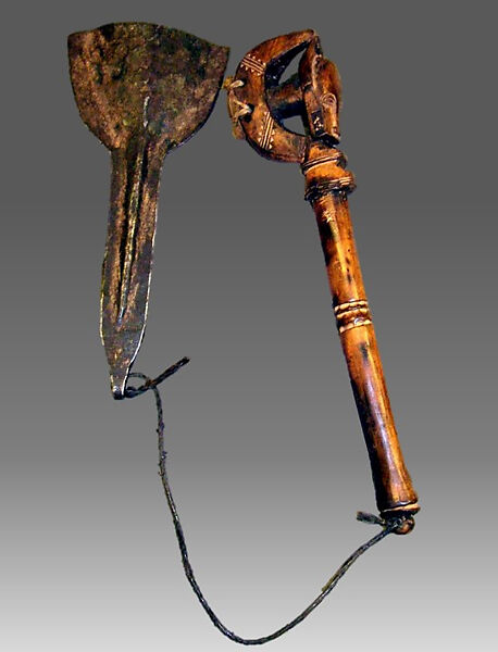 Bell and Beater, Wood, iron, cotton, Baule people