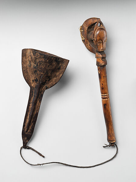 Bell and Beater, Wood, iron, cotton, Baule people 