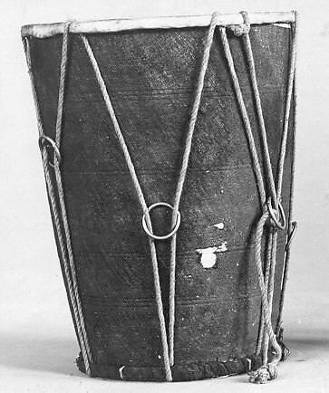 Drum, Wood, cloth, cord, metal, Indian (Bengal)