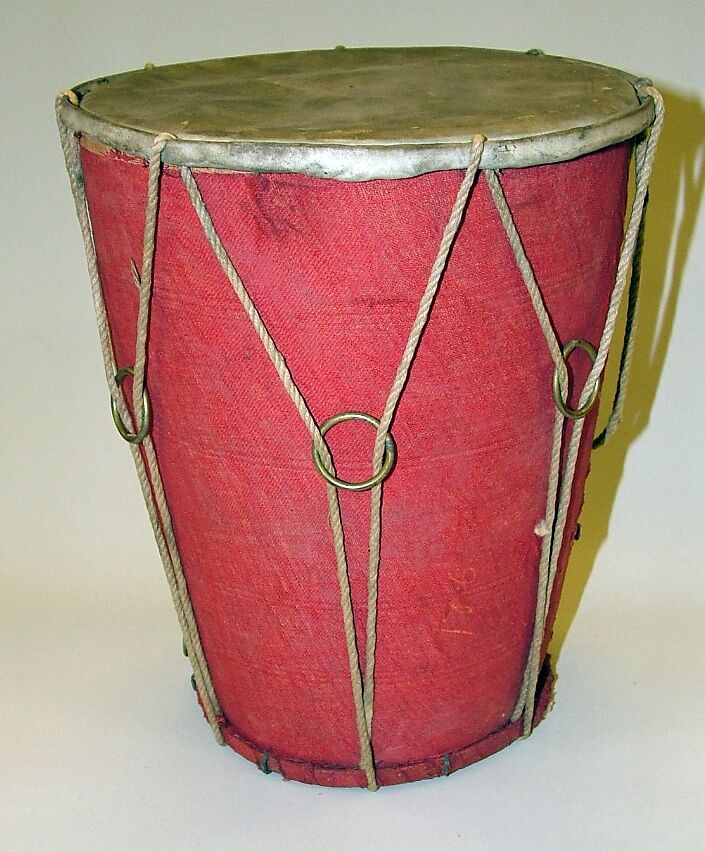 Drum, Wood, cloth, cord, metal, Indian (Bengal) 