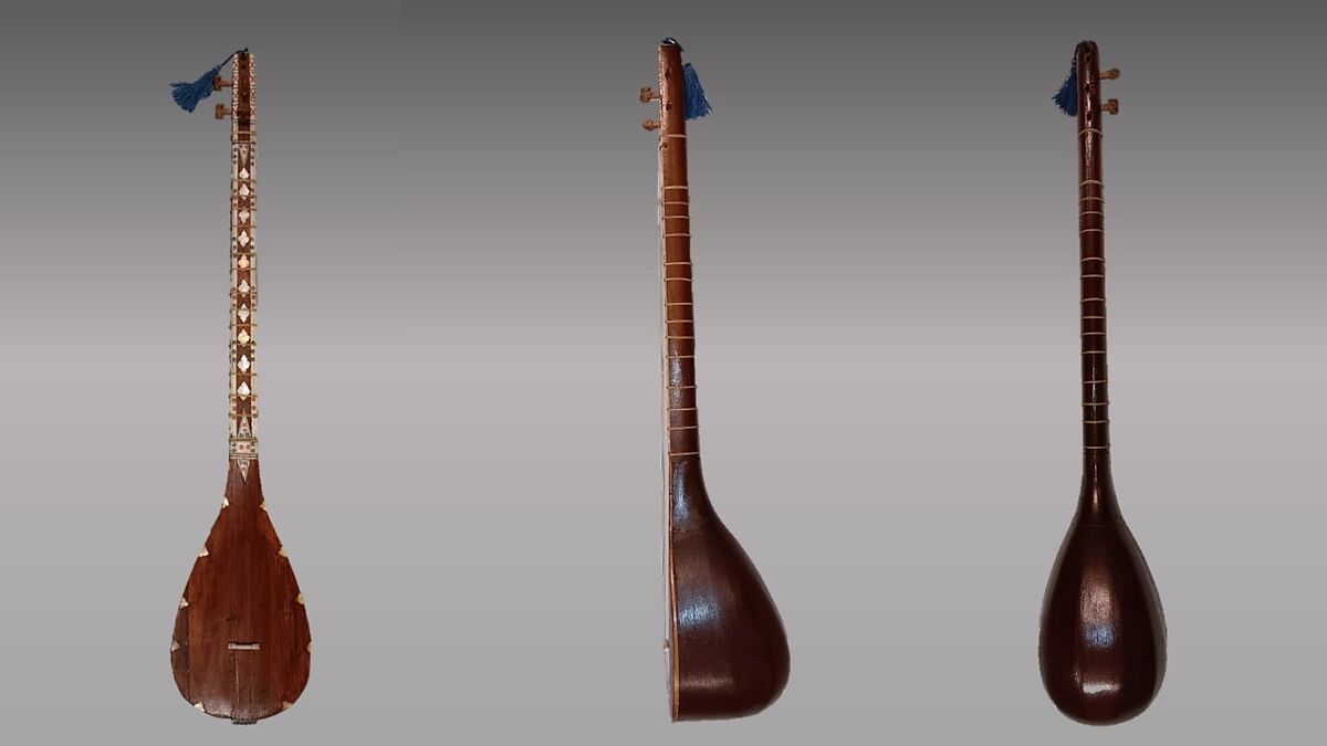 Čartār, Wood, bone wire, mother-of-pearl, Uzbek or Tajik