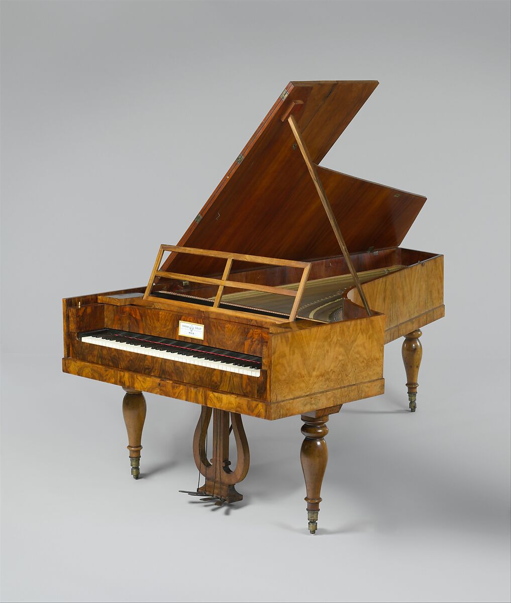 Fortepiano, Conrad Graf (Austrian, Riedlinger, Wurttemberg 1782–1851 Vienna), Walnut-veneered spruce and oak, Austrian 