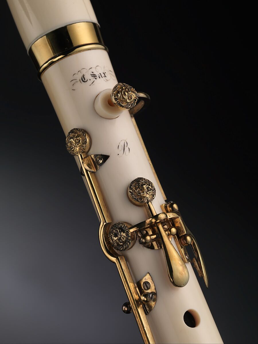 Clarinet in B-flat, Charles Joseph Sax (Belgian, Dinant, Belgium 1790–1865 Paris), Ivory, brass, gold-plated silver, Belgian