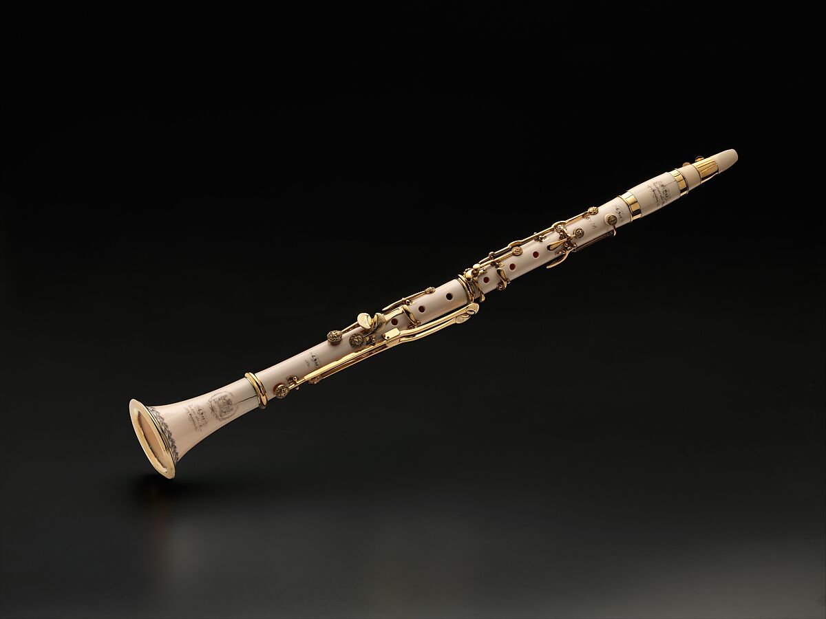 Clarinet in B-flat, Charles Joseph Sax (Belgian, Dinant, Belgium 1790–1865 Paris), Ivory, brass, gold-plated silver, Belgian 