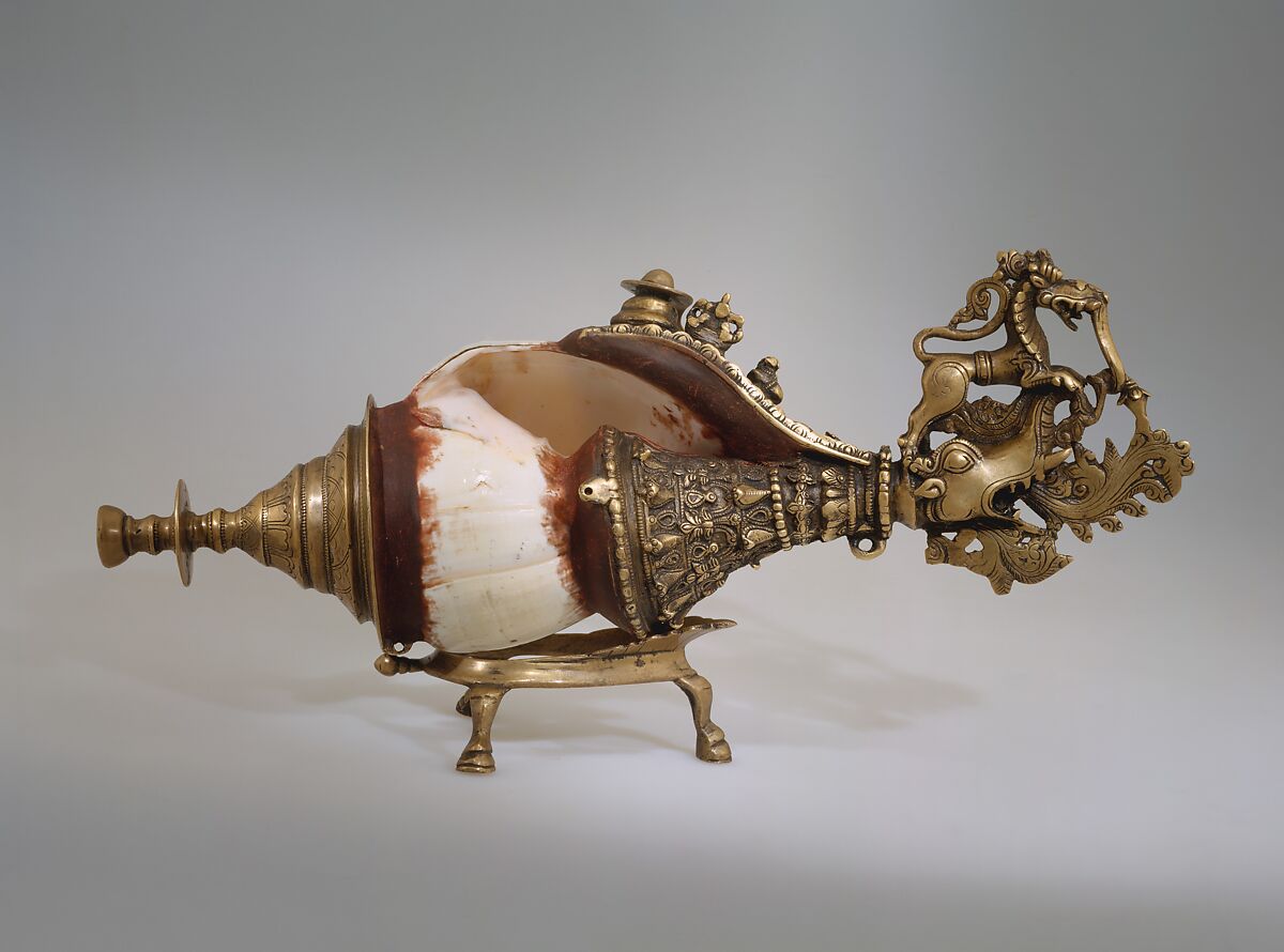 Śankh, Shell (Turbinella pyrum), brass, wax, Indian