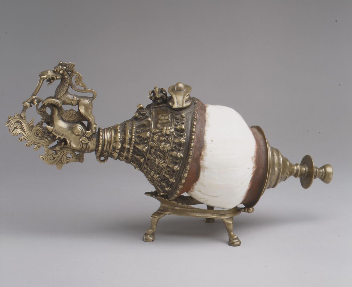 Śankh, Shell (Turbinella pyrum), brass, wax, Indian