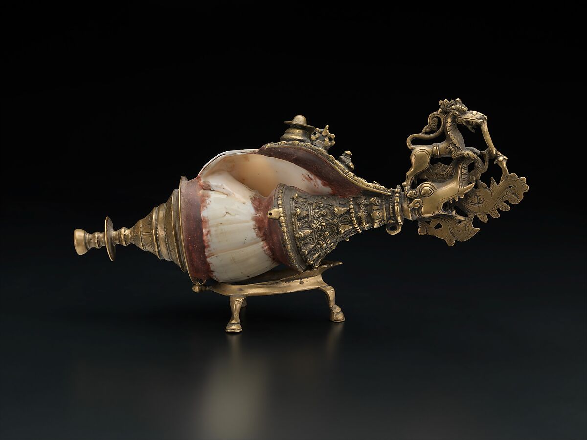 Śankh, Shell (Turbinella pyrum), brass, wax, Indian
