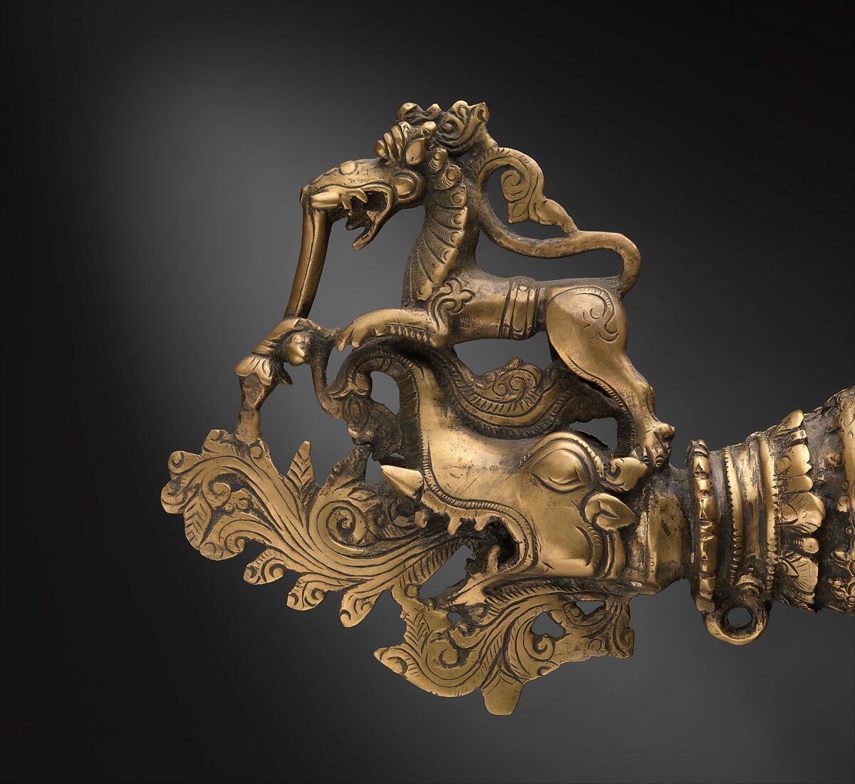 Śankh, Shell (Turbinella pyrum), brass, wax, Indian