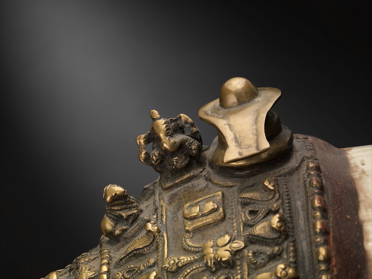 Śankh, Shell (Turbinella pyrum), brass, wax, Indian