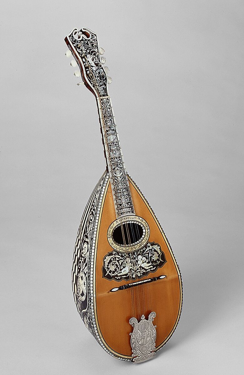 Mandolin, Angelo Mannello (American, Morcone, Italy 1858–1922 New York), Spruce, tortoiseshell, ivory, nickel-silver, metal,, American