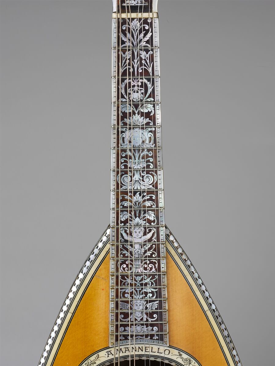 Mandolin, Angelo Mannello (American, Morcone, Italy 1858–1922 New York), Spruce, tortoiseshell, ivory, nickel-silver, metal,, American