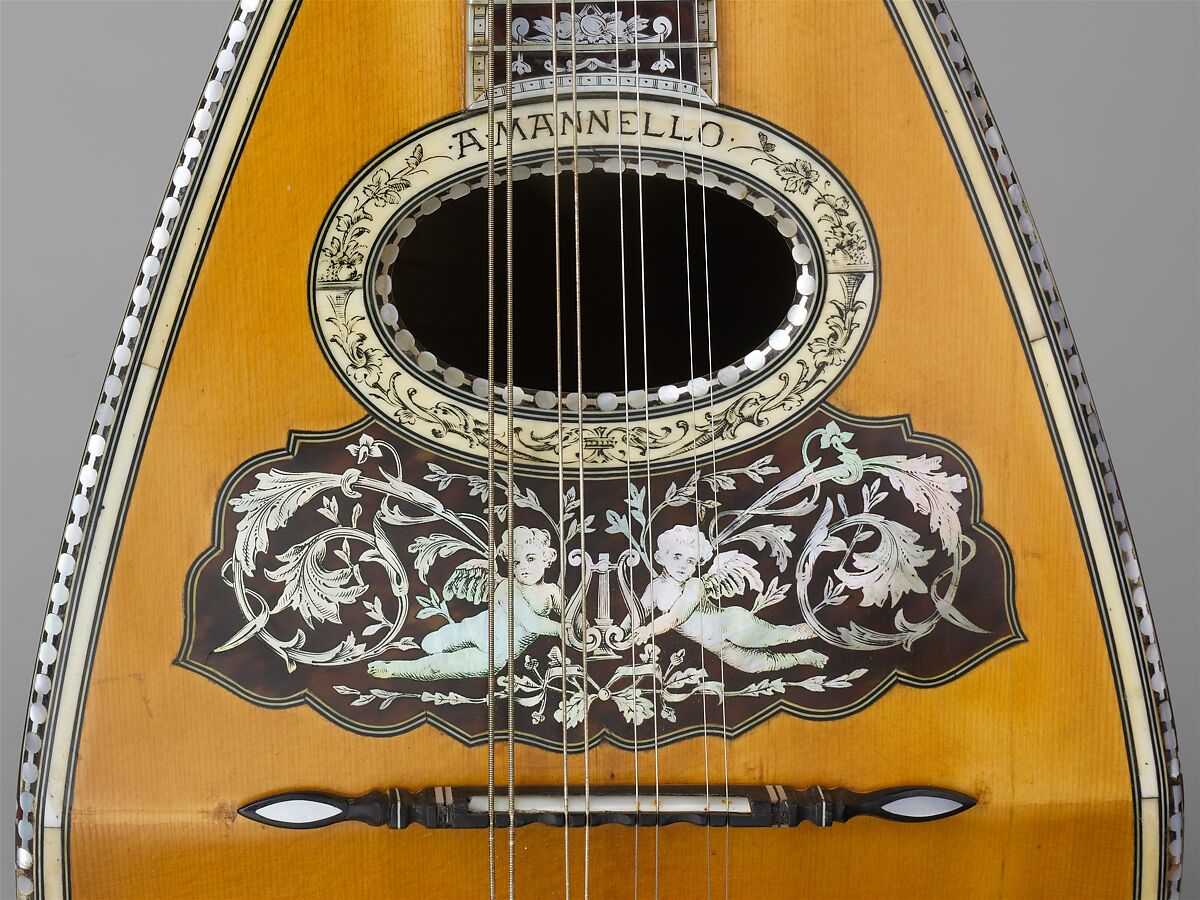 Mandolin, Angelo Mannello (American, Morcone, Italy 1858–1922 New York), Spruce, tortoiseshell, ivory, nickel-silver, metal,, American