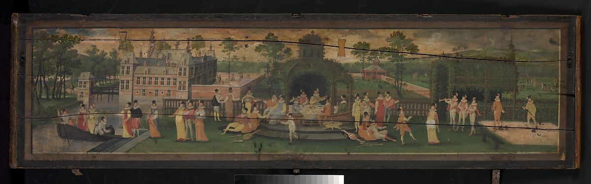 Double Virginal, Hans Ruckers the Elder (Flemish, Mechelen ca. 1545–1598 Antwerp), Pine, beech, poplar, mahogany, paint, gesso, metal, parchment, brass, Flemish