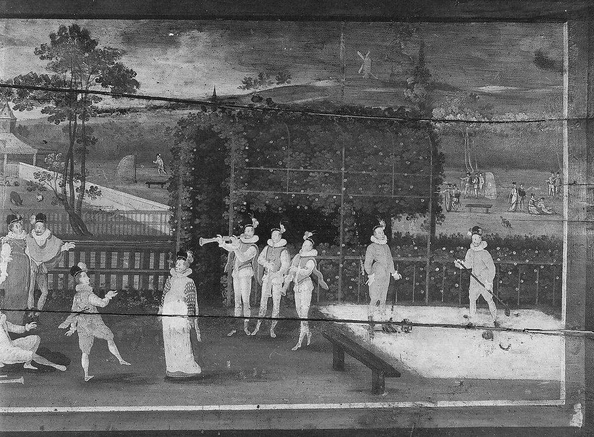 Double Virginal, Hans Ruckers the Elder (Flemish, Mechelen ca. 1545–1598 Antwerp), Pine, beech, poplar, mahogany, paint, gesso, metal, parchment, brass, Flemish