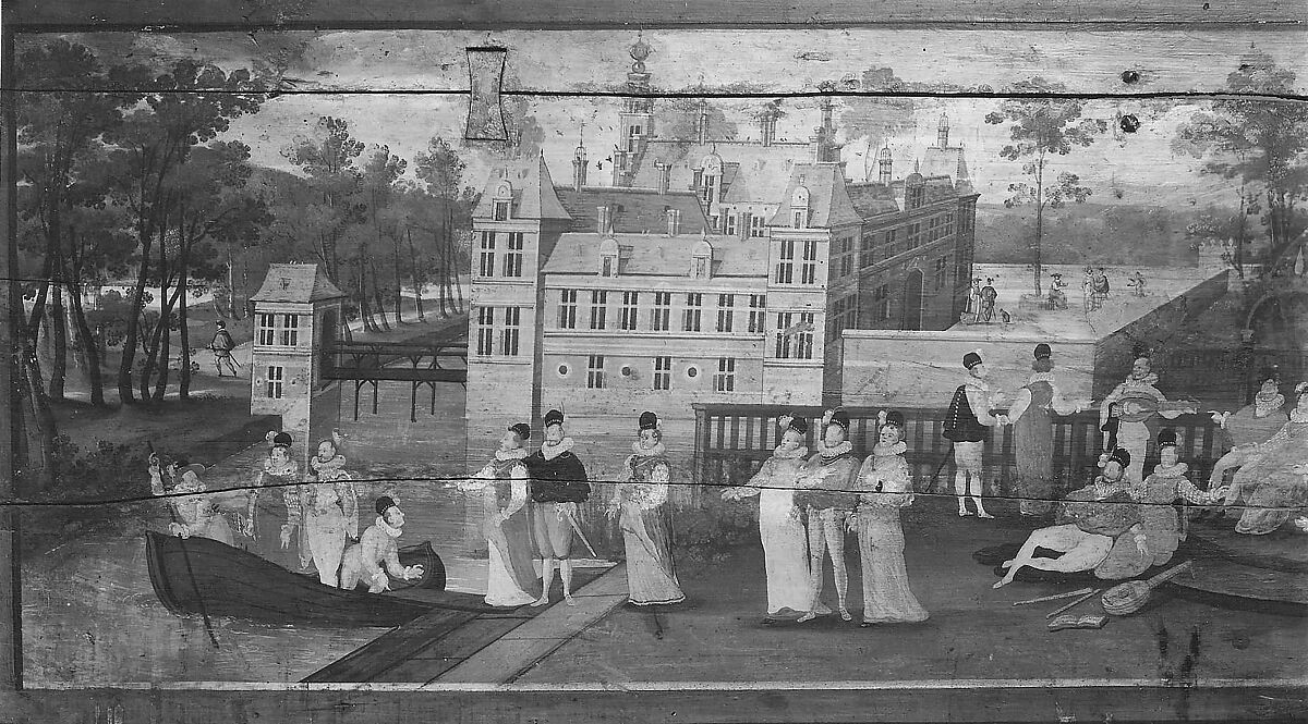 Double Virginal, Hans Ruckers the Elder (Flemish, Mechelen ca. 1545–1598 Antwerp), Pine, beech, poplar, mahogany, paint, gesso, metal, parchment, brass, Flemish