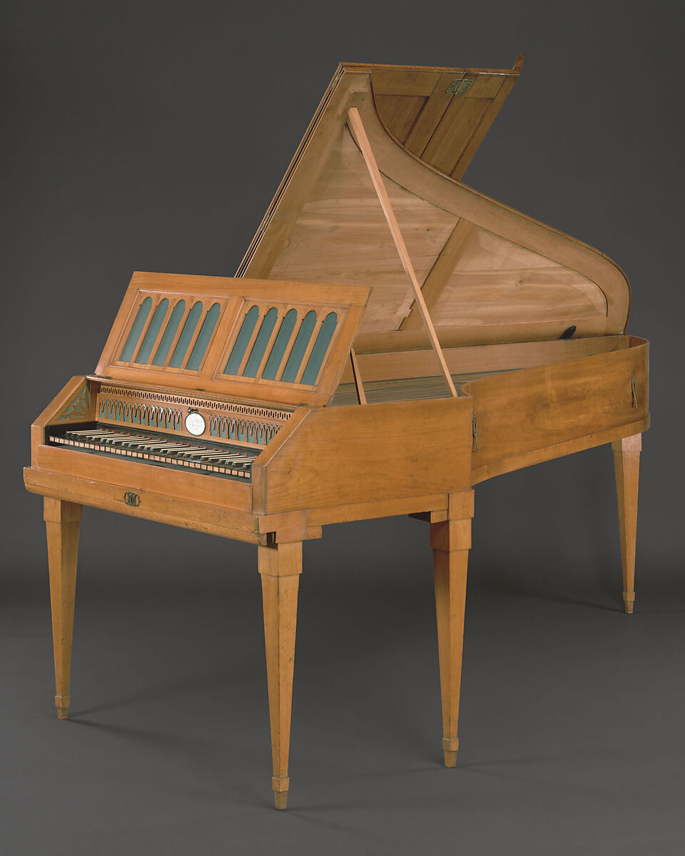 Grand Piano, Ferdinand Hofmann (Austrian, 1756–1829 Vienna), Cherry wood, brass, enamel, ebony, bone, Austrian 