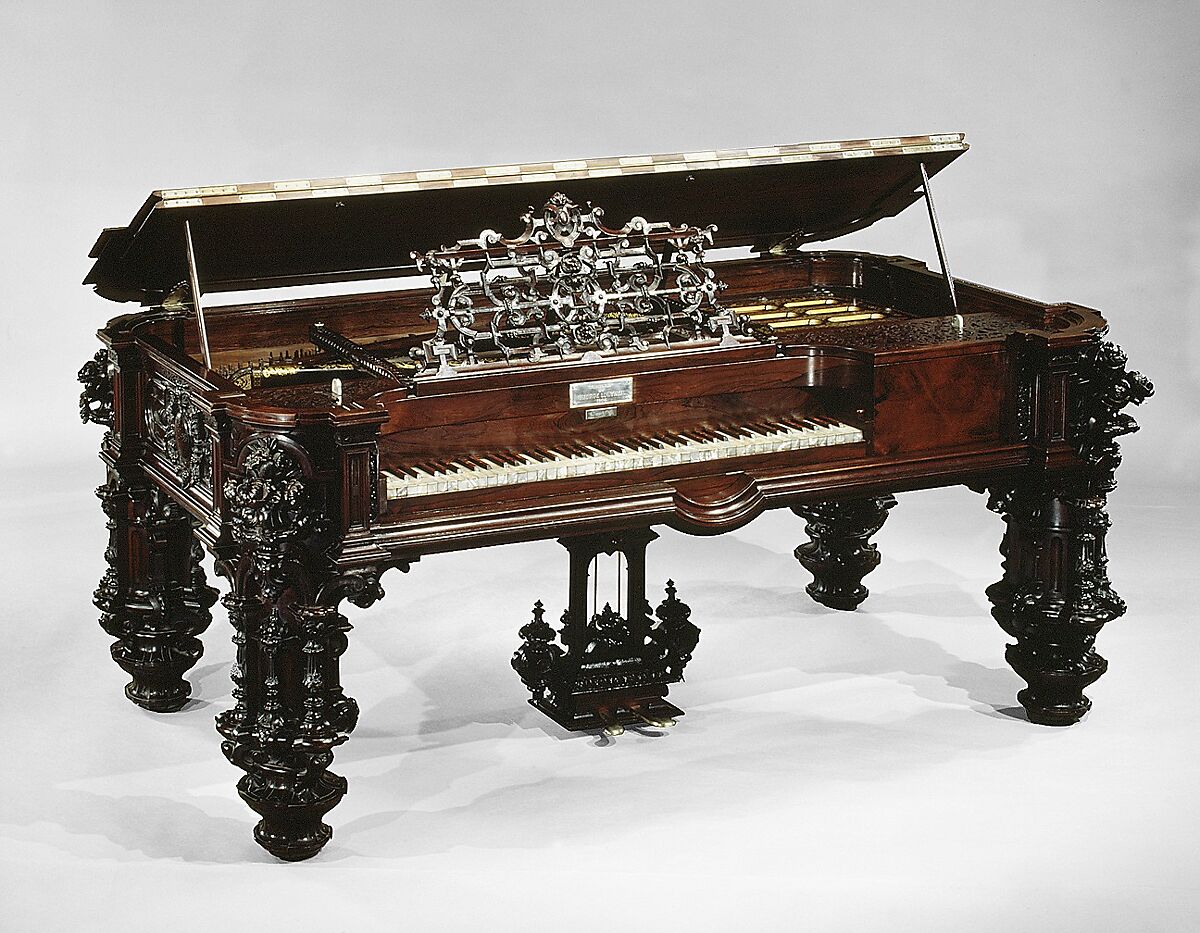 Square Piano, Robert Nunns (British, (active United States) 1791–1869), Rosewood, mother-of-pearl, tortoiseshell, abalone, felt, metal, paint, gilding, American