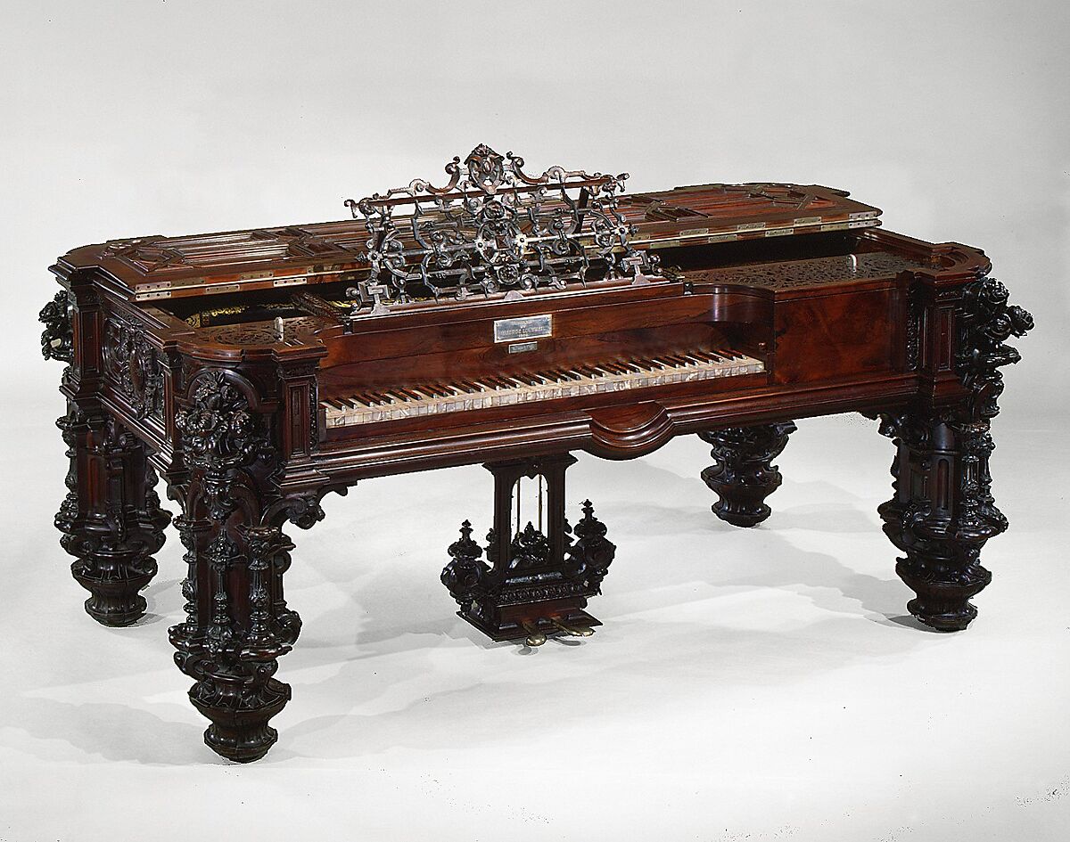 Square Piano, Robert Nunns (British, (active United States) 1791–1869), Rosewood, mother-of-pearl, tortoiseshell, abalone, felt, metal, paint, gilding, American
