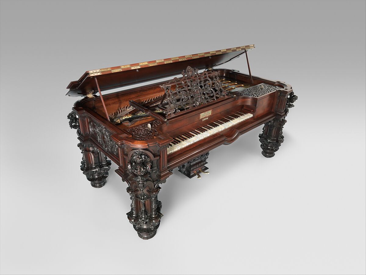 Square Piano, Robert Nunns (British, (active United States) 1791–1869), Rosewood, mother-of-pearl, tortoiseshell, abalone, felt, metal, paint, gilding, American