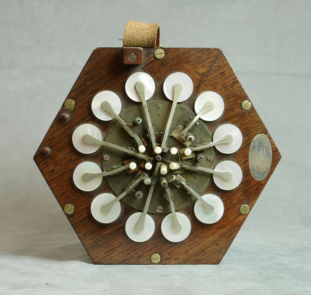 Concertina, Charles Wheatstone (1802–1875), Rosewood, nickel-silver, leather, paper, ivory, tortoiseshell; case of mahogany, British