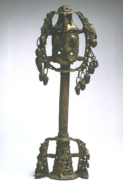 Rattle Staff, Bronze, Yoruba people