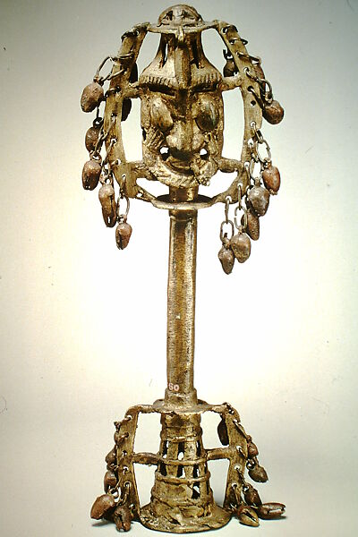 Rattle Staff, Bronze, Yoruba people