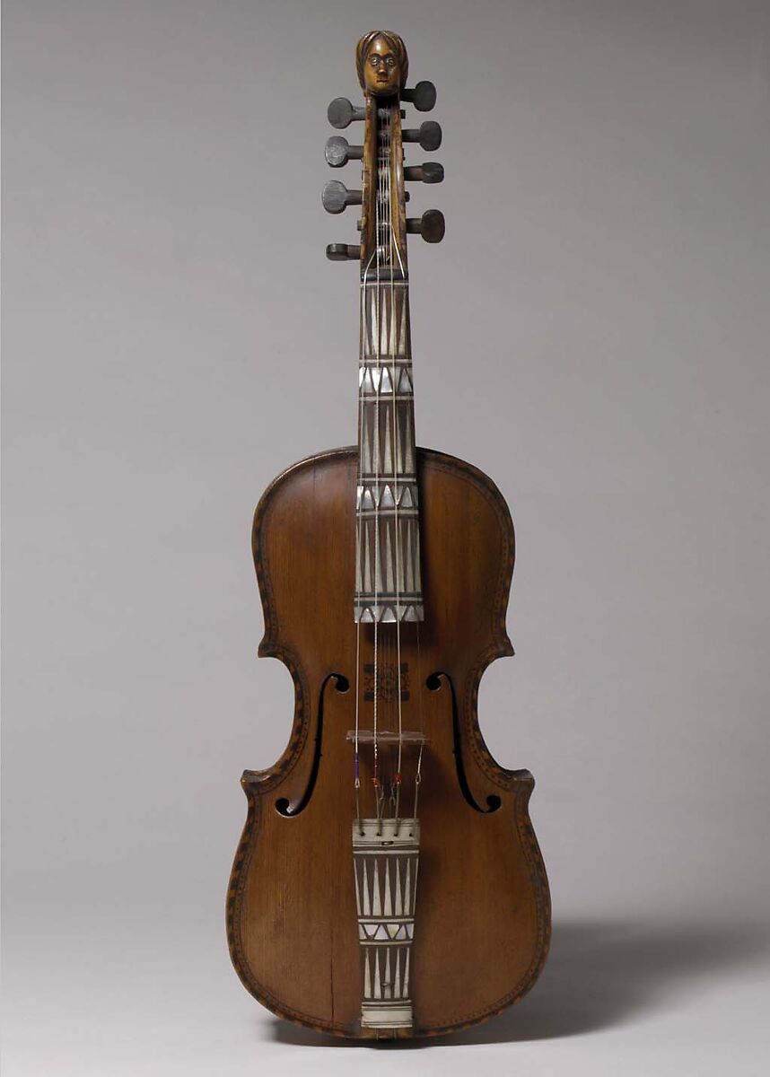 Hardanger Fiddle, Isak Nielsen (Skaar) Botnen (Norwegian, 1669–1759), Pine, birch, and other woods, bone, lignum vitae and mother-of-pearl inlay., Norwegian 