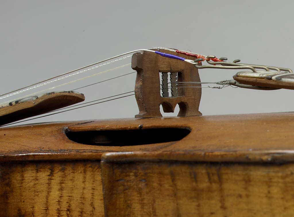 Hardanger Fiddle, Isak Nielsen (Skaar) Botnen (Norwegian, 1669–1759), Pine, birch, and other woods, bone, lignum vitae and mother-of-pearl inlay., Norwegian