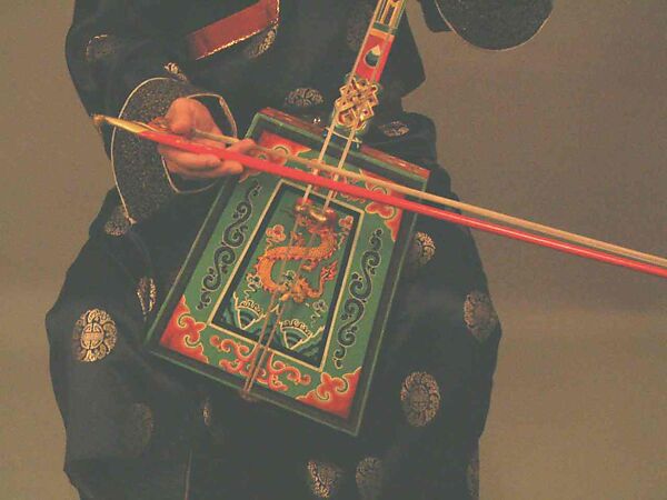 Morin Khuur, Purevadavaa Baigalgav (Mongolian), Wood, hide, horsehair, polychrome, Mongolian