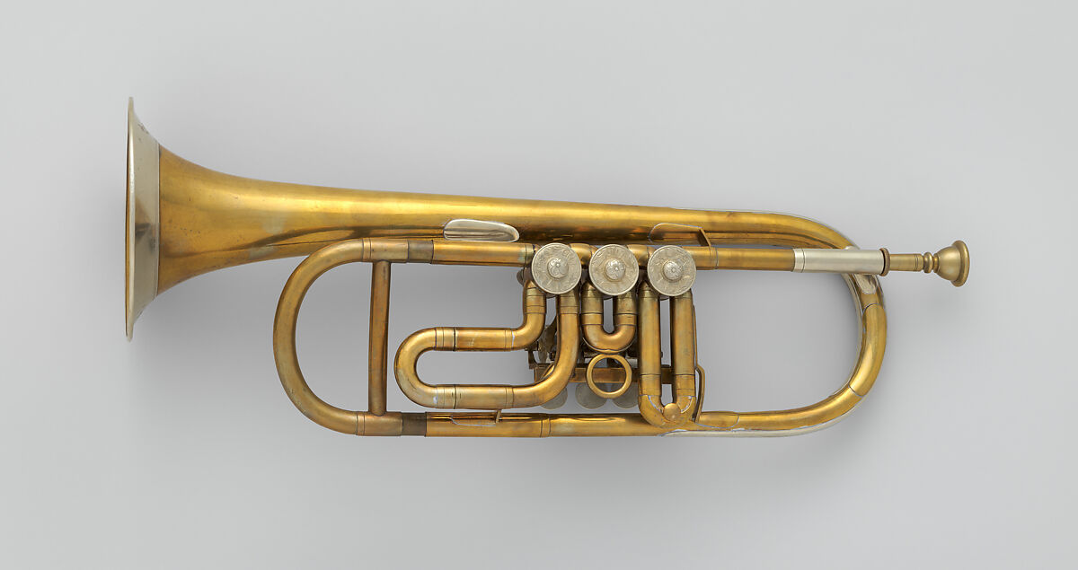 Valve Trumpet in C, Leopold Uhlmann (Austrian, 1806–1878), Brass, nickel-silver, Austrian