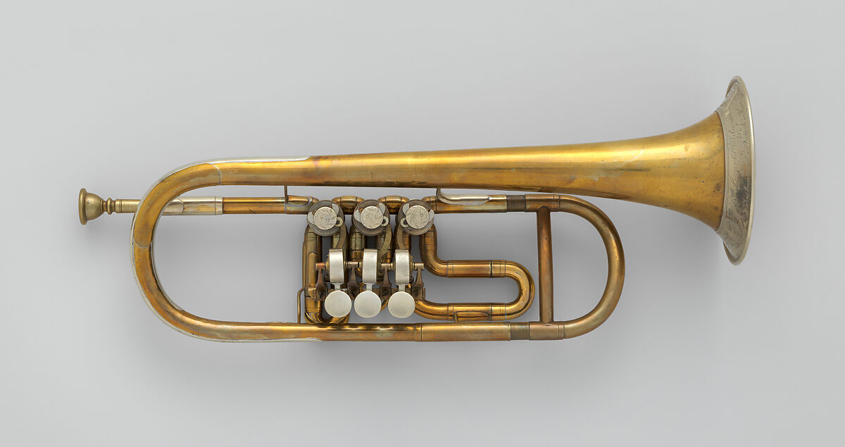 Valve Trumpet in C, Leopold Uhlmann (Austrian, 1806–1878), Brass, nickel-silver, Austrian 