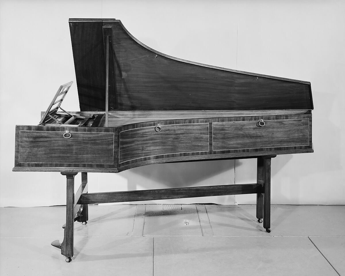 Grand Piano, John Broadwood (1732–1812), Mahogany, oak, curly maple, ivory, ebony, brass and various materials, British