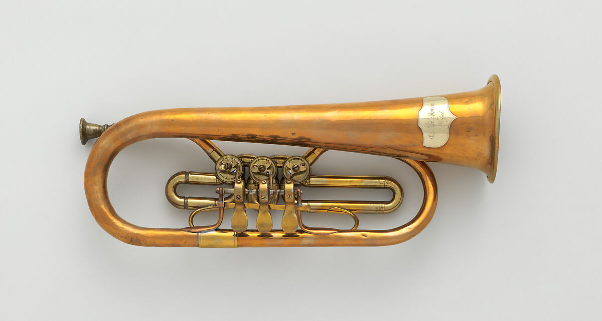 Flügelhorn (valve bugle) in B-flat, Johann David Christian Loeschhorn (German, active Cassel 1849–1893), Brass, nickel-silver, German 