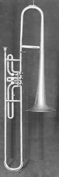 Bass Valve Trombone in F, Brass, nickel-silver, possibly German 