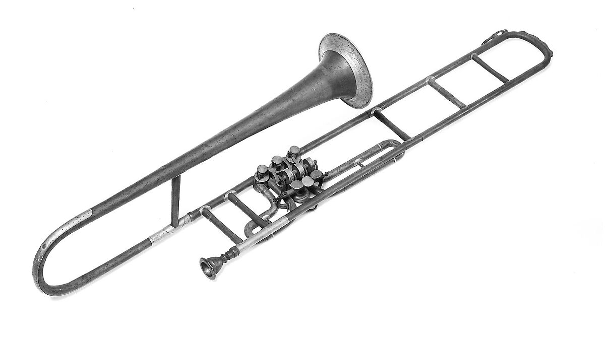 Tenor Valve Trombone in B-flat, Wenzelslaus Schamal (Czech (Bohemian), active Prague, 1842–79), Brass, nickel-silver, copper, Czech 