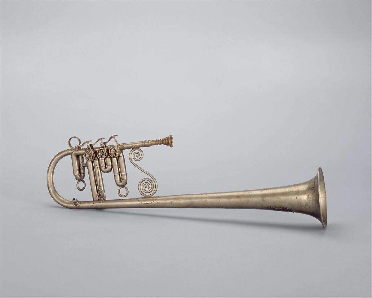 Over-the-Shoulder Soprano Horn in E-flat, John F. Stratton (American), Nickel-silver, American