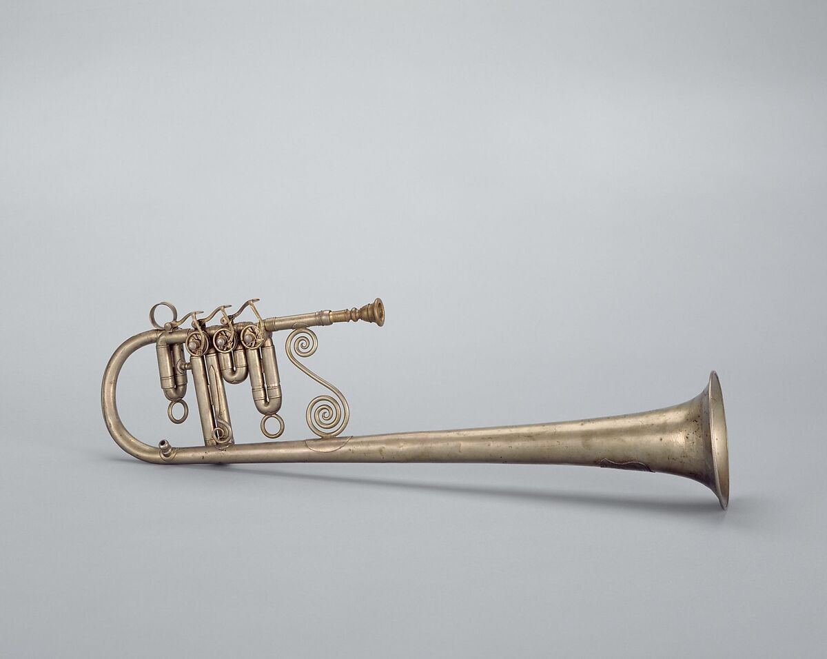 Over-the-Shoulder Soprano Horn in E-flat, John F. Stratton (American), Nickel-silver, American