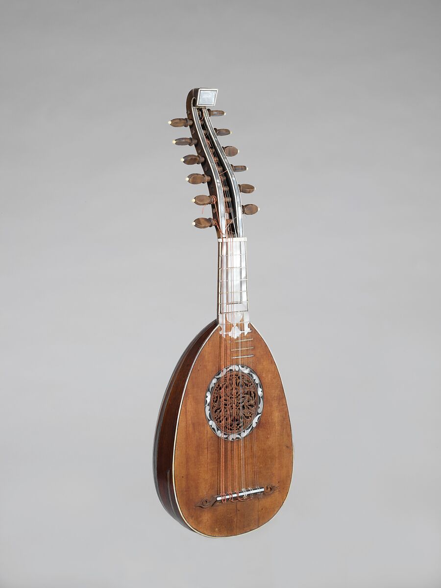 Mandolin, Giuseppe Presbler (German, active Italy, 1760–1801 Milan), Rosewood, spruce, walnut, bone, mother-of-pearl, Italian 